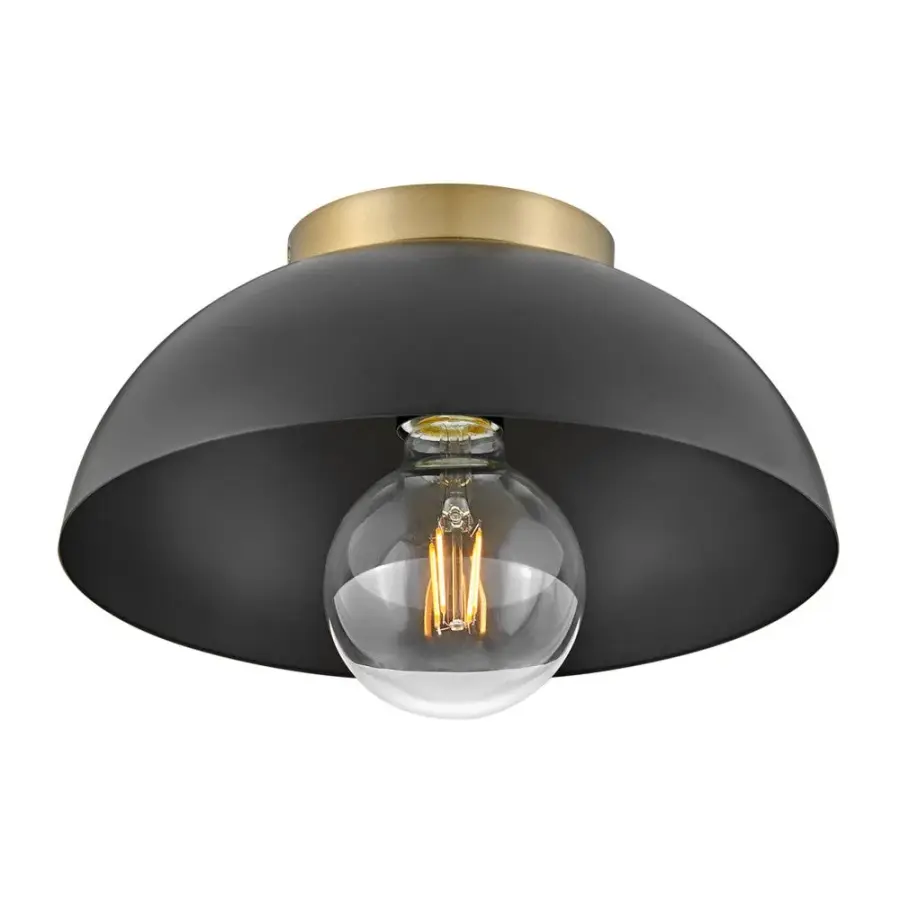 Stu Small Flush Mount in Black with Brass Accents - Image 3