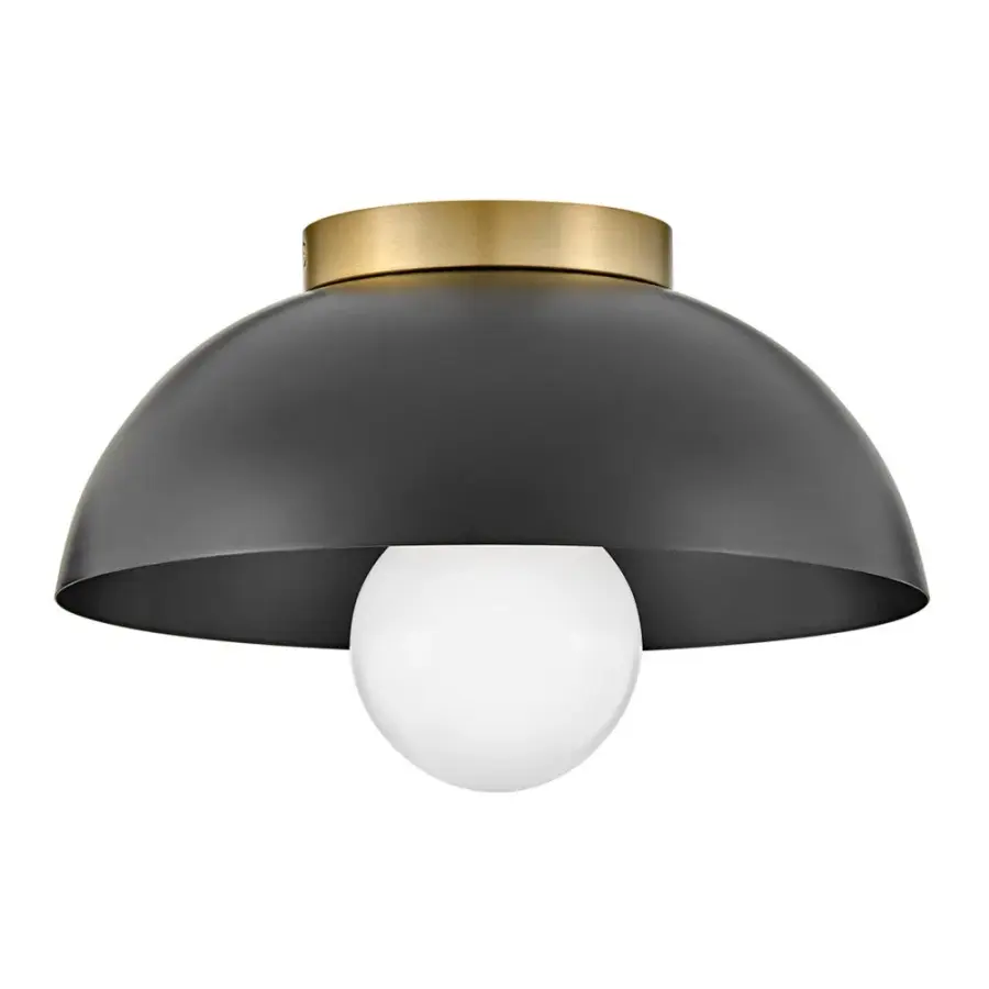 Stu Small Flush Mount in Black with Brass Accents - Image 4