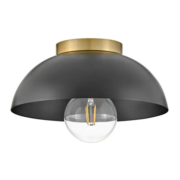 Stu Small Flush Mount in Black with Brass Accents - Image 6