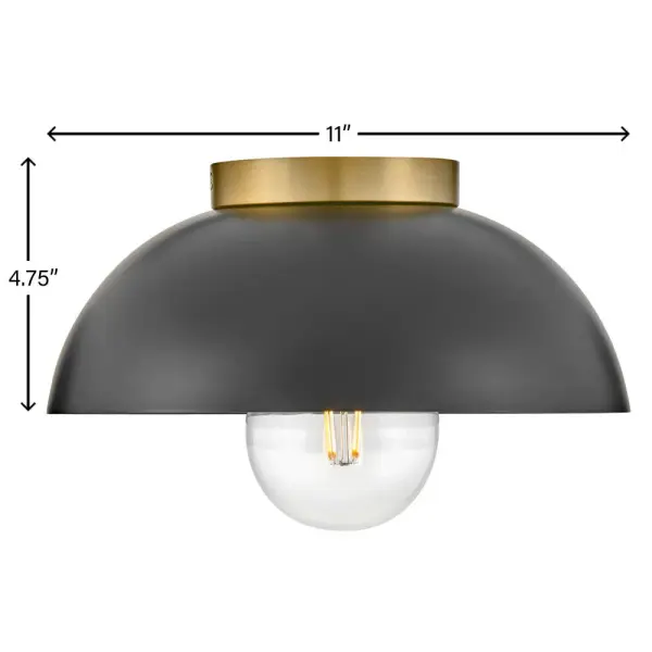 Stu Small Flush Mount in Black with Brass Accents - Image 8