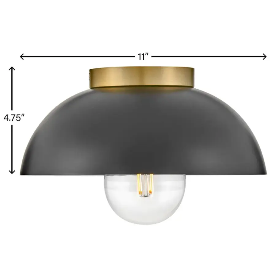 Stu Small Flush Mount in Black with Brass Accents - Image 8