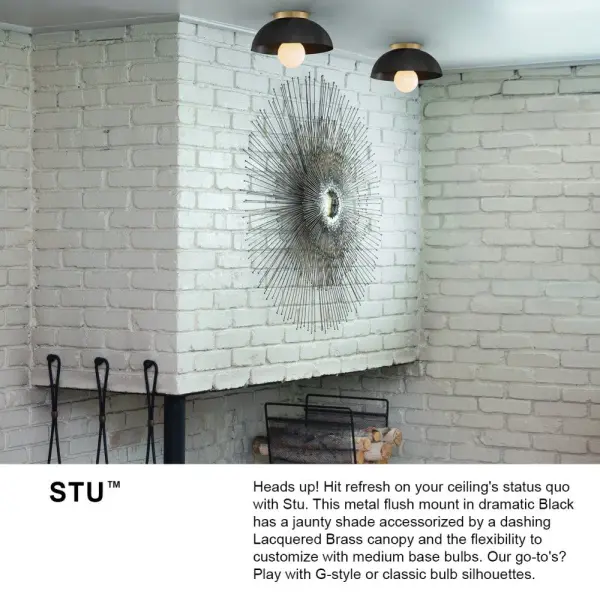 Stu Small Flush Mount in Black with Brass Accents - Image 10