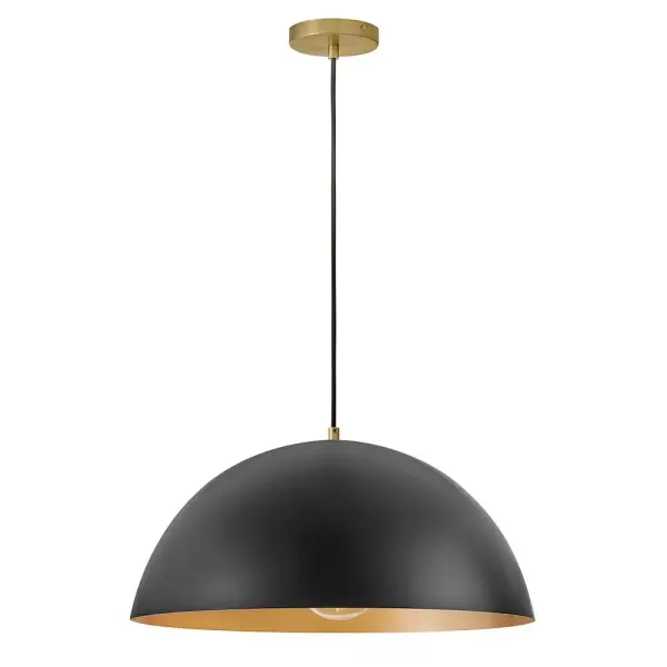 Lou Large Dome Pendant in Black with Lacquered Brass - Image 1