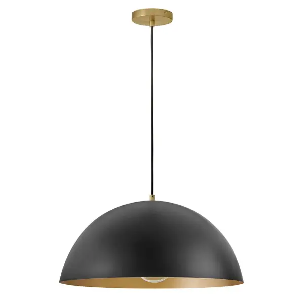 Lou Large Dome Pendant in Black with Lacquered Brass - Image 3
