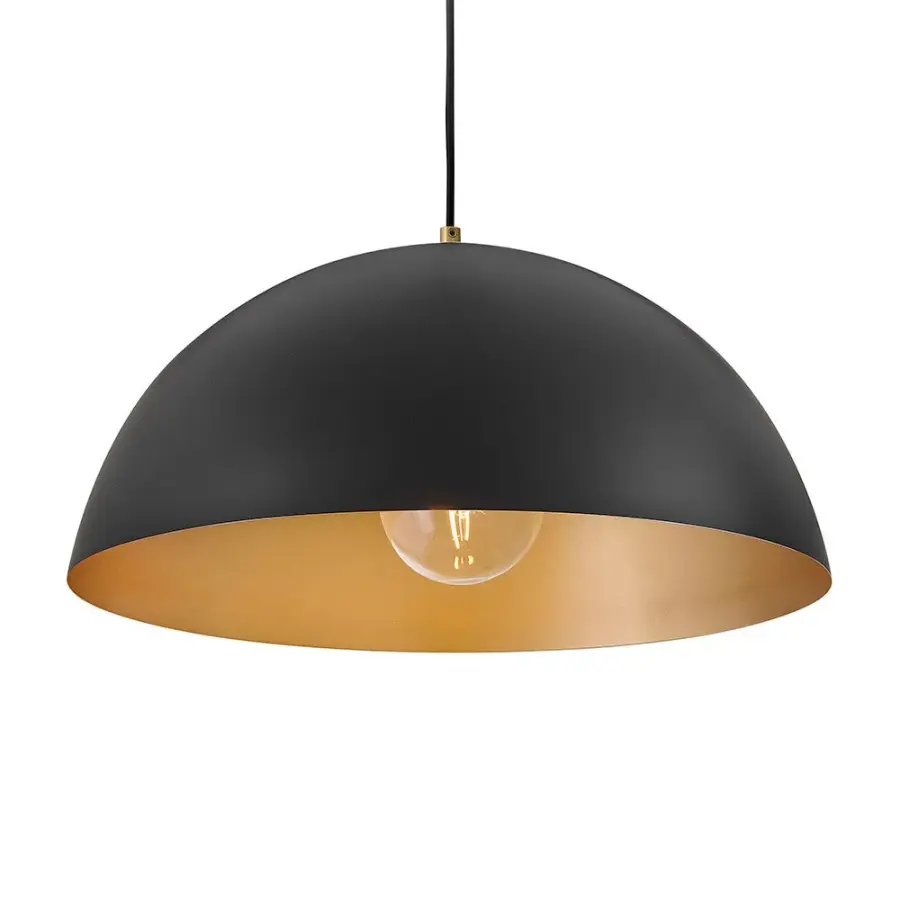 Lou Large Dome Pendant in Black with Lacquered Brass - Image 5