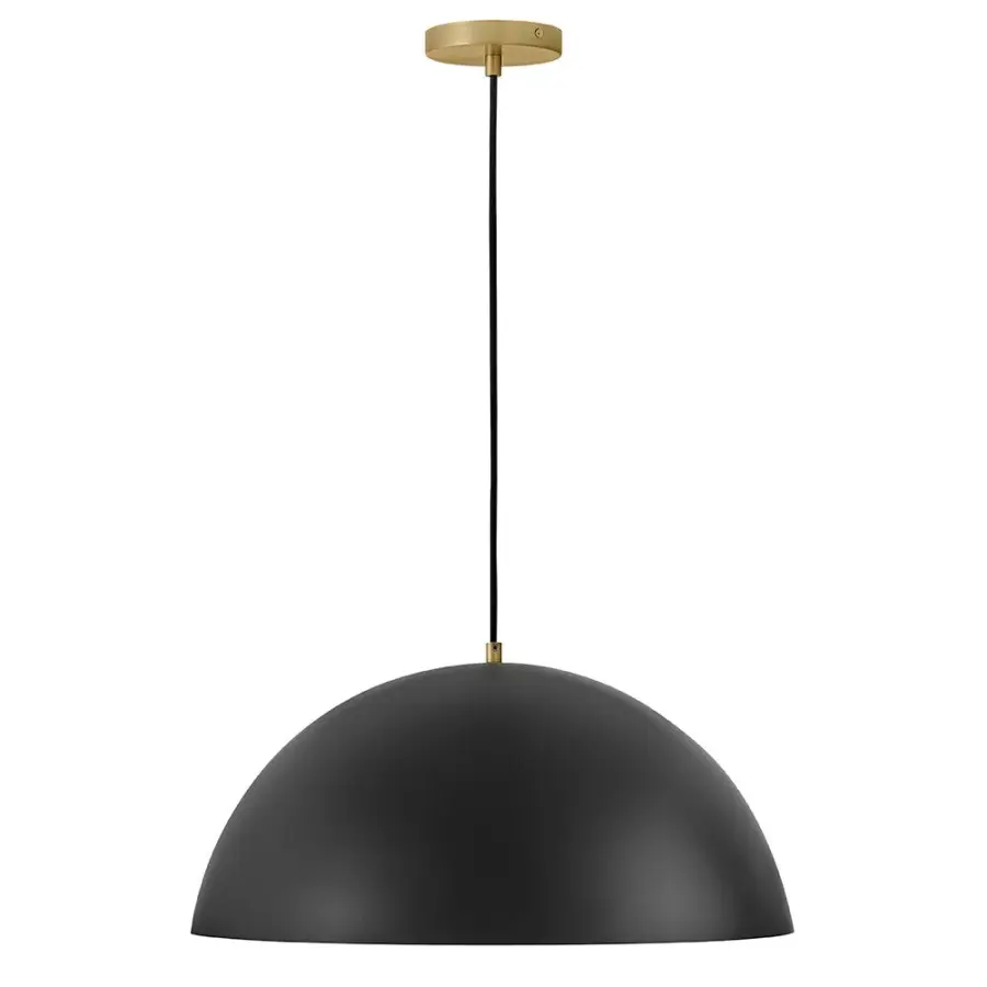 Lou Large Dome Pendant in Black with Lacquered Brass - Image 7