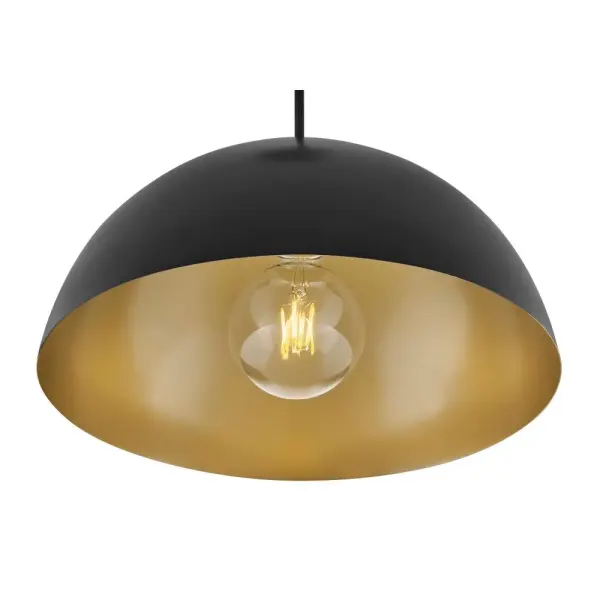 Lou Medium Single Light Pendant in Black with Lacquered Brass - Image 2