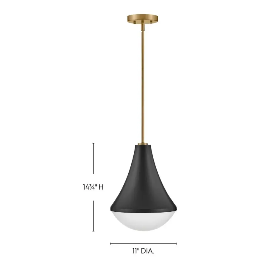 Haddie Small Pendant Light in Black with Brass Accents - Image 2