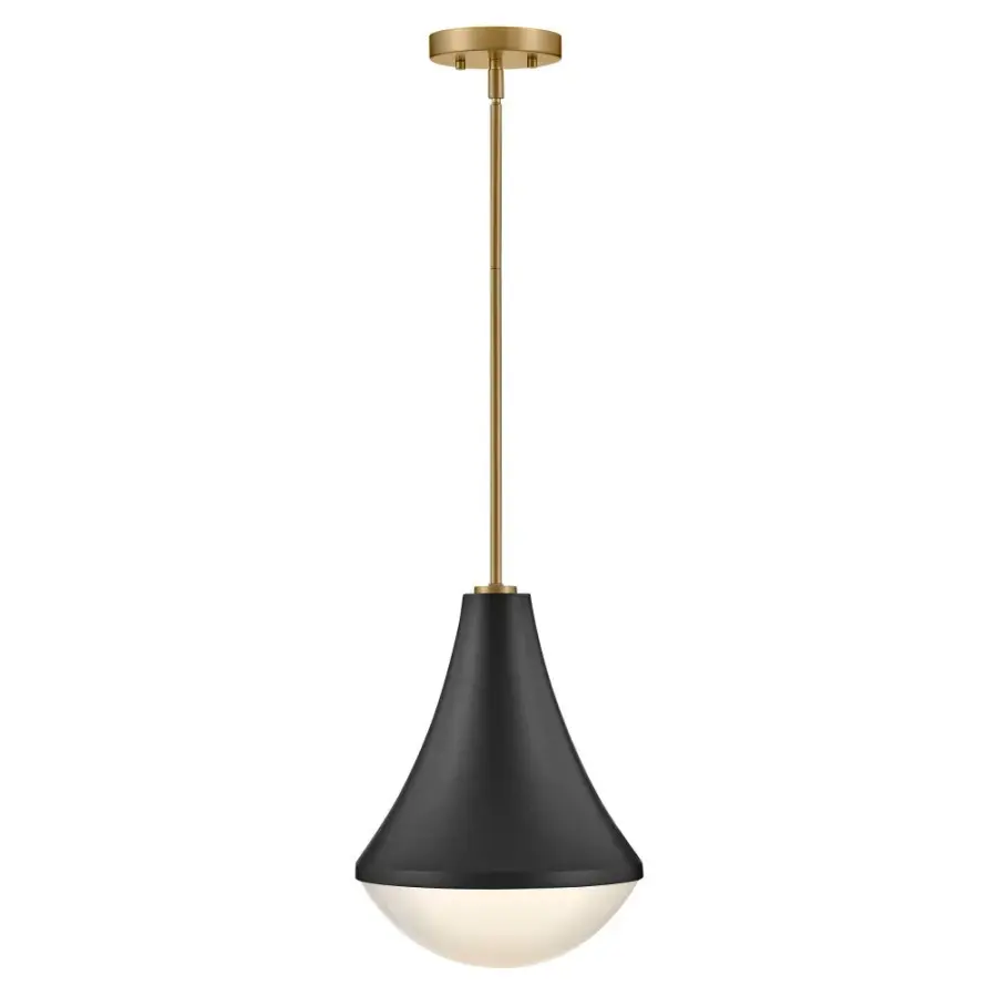 Haddie Small Pendant Light in Black with Brass Accents - Image 3