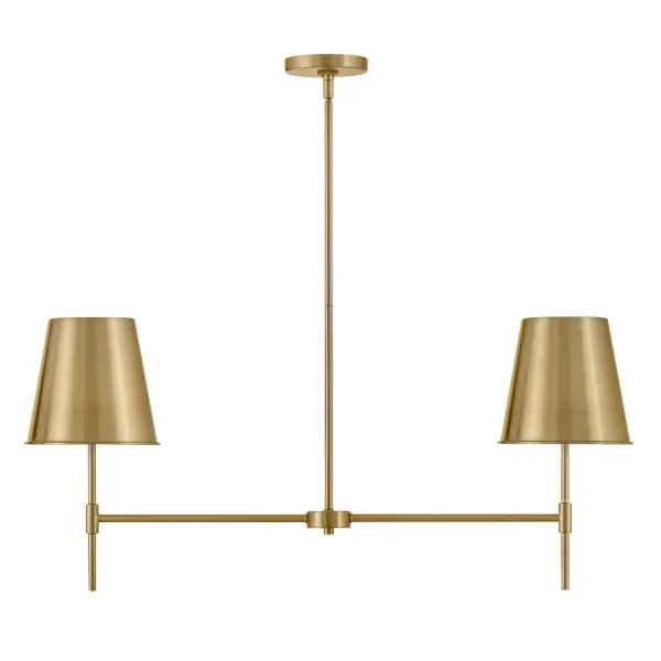 Blake delivers clean, contemporary lines in a versatile linear format. The lacquered brass finish adds warmth and sophistication, while the compact 36-inch width makes it perfect for medium-sized spaces without overwhelming the room.