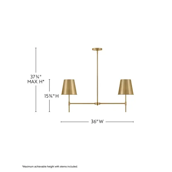 Blake delivers clean, contemporary lines in a versatile linear format. The lacquered brass finish adds warmth and sophistication, while the compact 36-inch width makes it perfect for medium-sized spaces without overwhelming the room. - alternate view