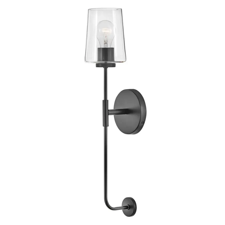 Kline Large Single Light Tall Sconce in Black - Image 1