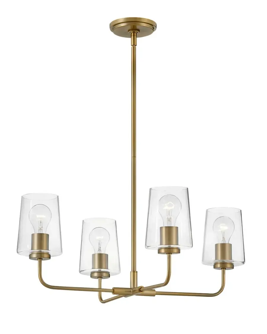 Kline Medium Single Tier Chandelier in Lacquered Brass