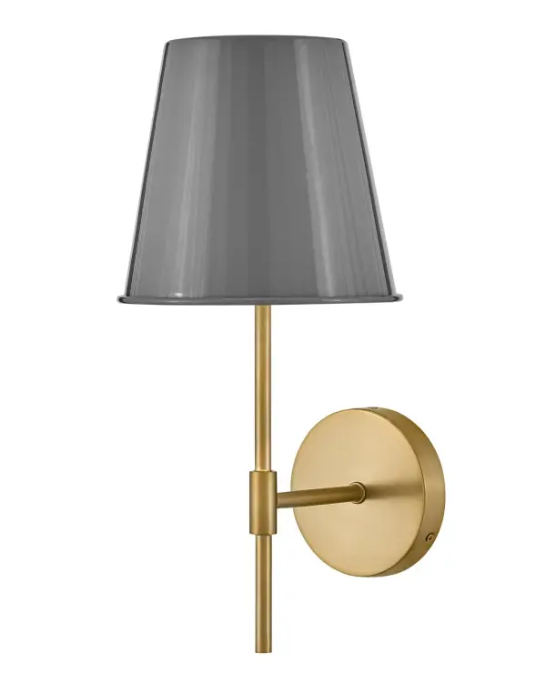 Blake Medium Single Light Sconce in French Gray with Lacquered Brass - Image 1