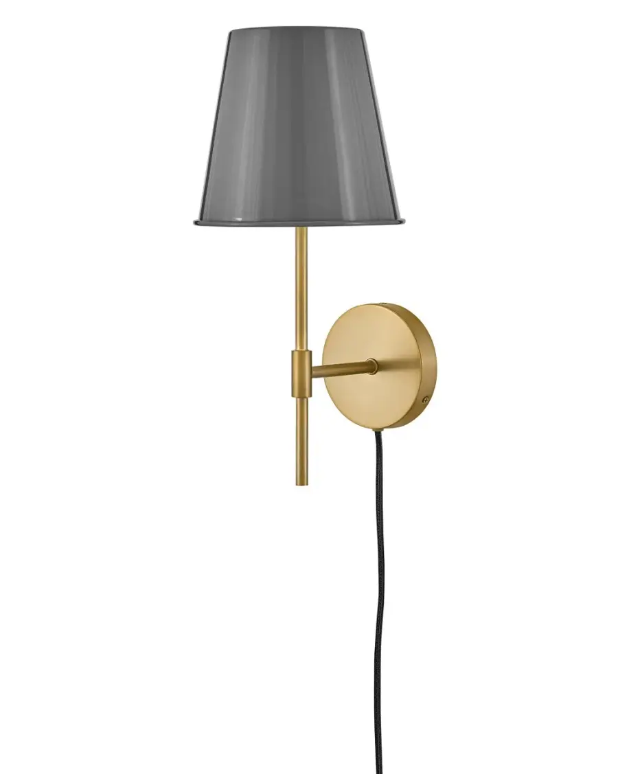 Blake Medium Single Light Sconce in French Gray with Lacquered Brass - Image 2