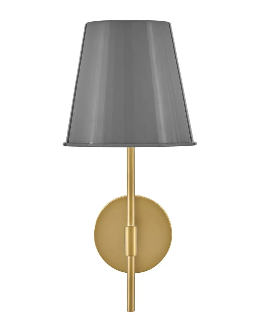 Blake Medium Single Light Sconce in French Gray with Lacquered Brass - Image 3
