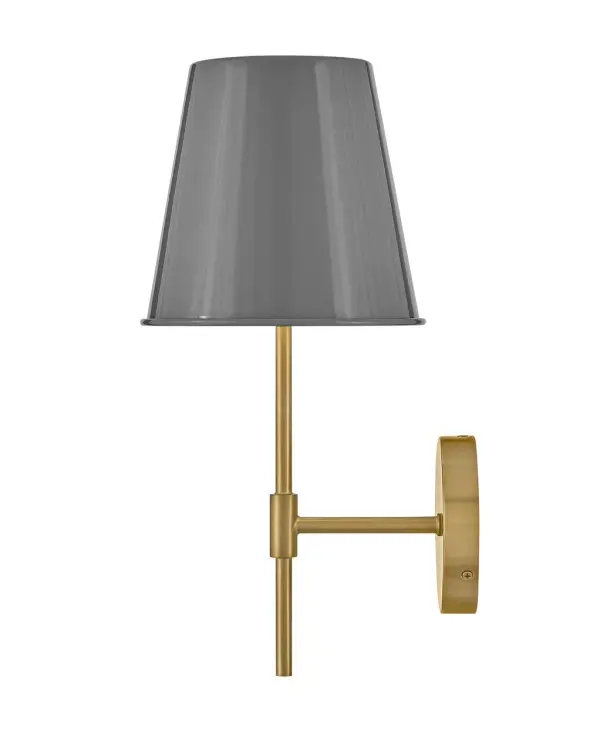 Blake Medium Single Light Sconce in French Gray with Lacquered Brass - Image 4