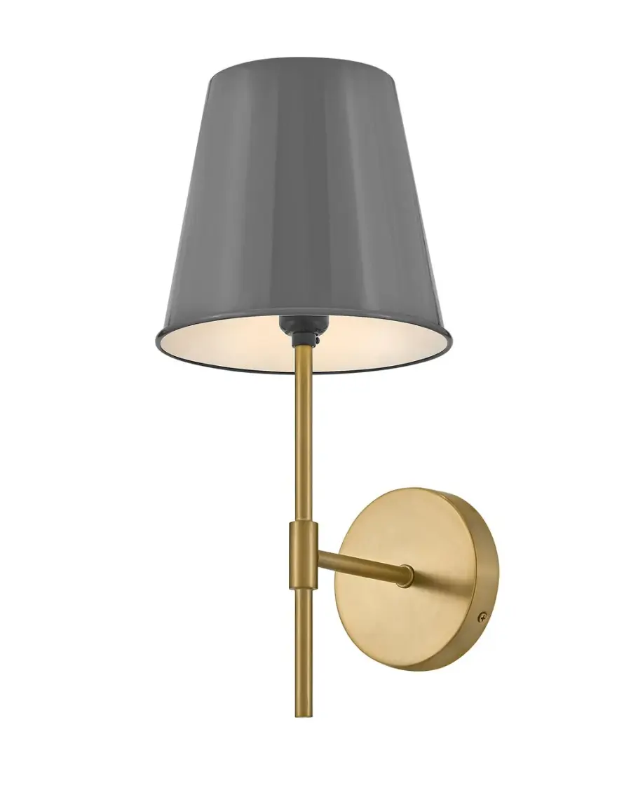 Blake Medium Single Light Sconce in French Gray with Lacquered Brass - Image 6