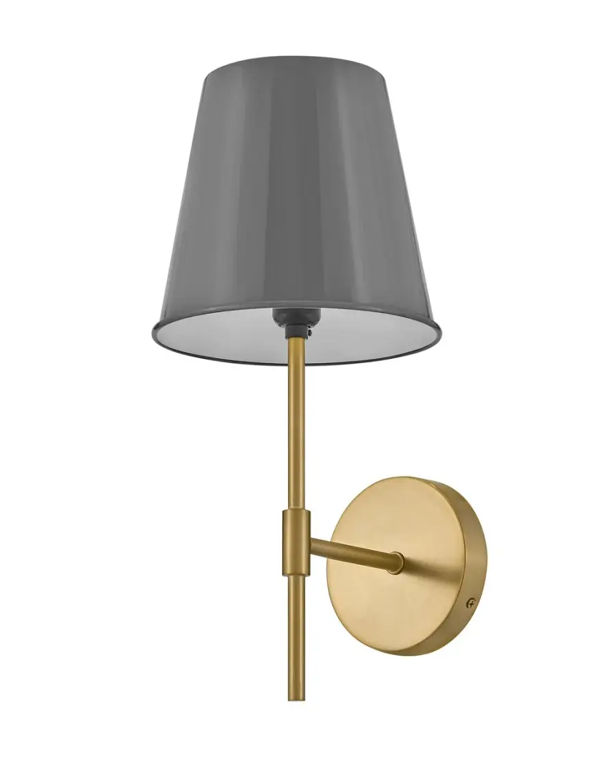 Blake Medium Single Light Sconce in French Gray with Lacquered Brass - Image 7