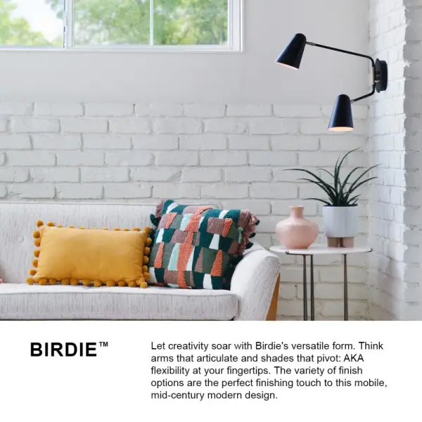 Birdie Large Two Light Sconce in Black with Brass - Image 8