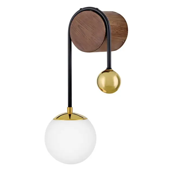Striking Mid-Century Sconce with Warm Brass and Walnut Accents - Image 2