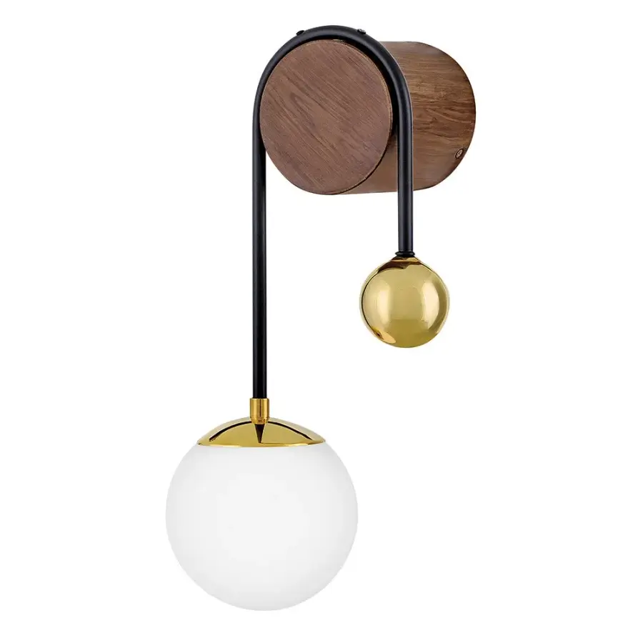 Striking Mid-Century Sconce with Warm Brass and Walnut Accents - Image 2