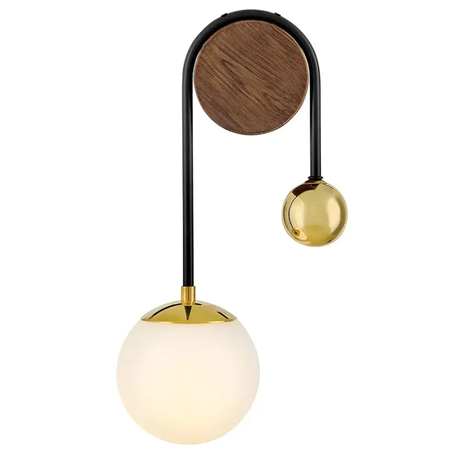 Striking Mid-Century Sconce with Warm Brass and Walnut Accents - Image 6