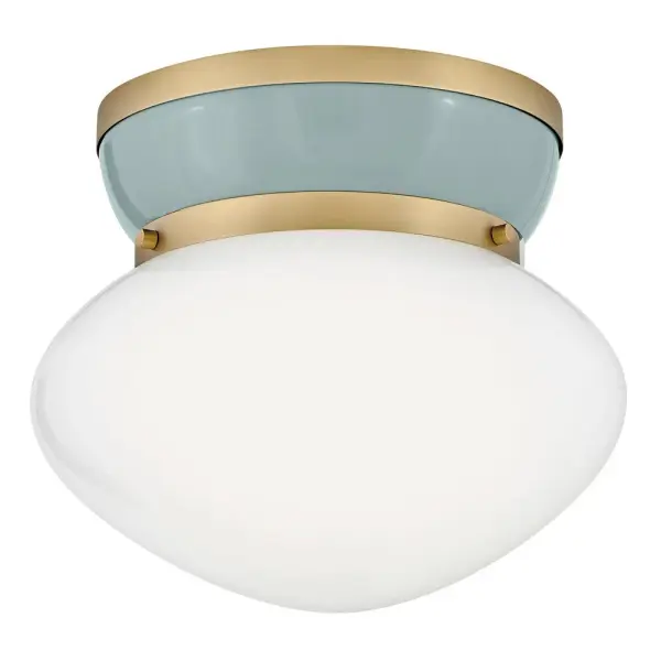 Lucy Small Flush Mount in Lacquered Brass with Seafoam - Image 1