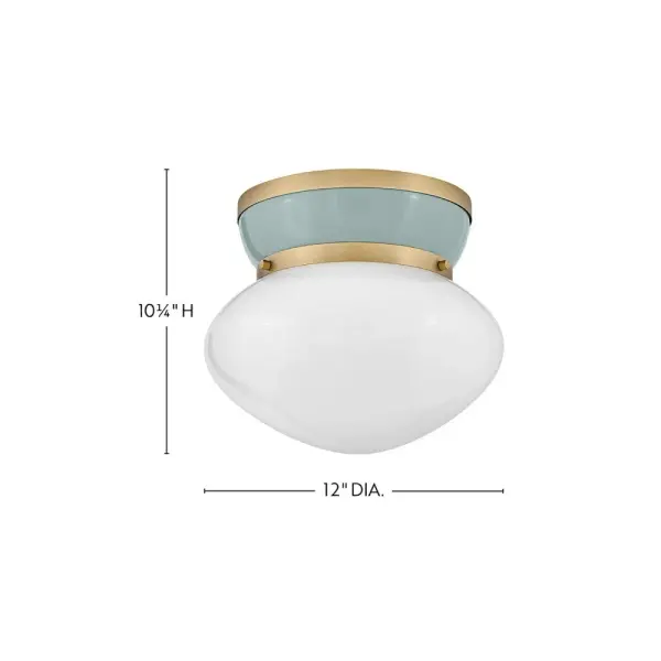 Lucy Small Flush Mount in Lacquered Brass with Seafoam - Image 2