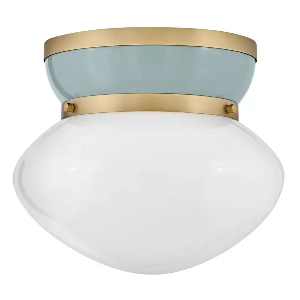 Lucy Small Flush Mount in Lacquered Brass with Seafoam - Image 3