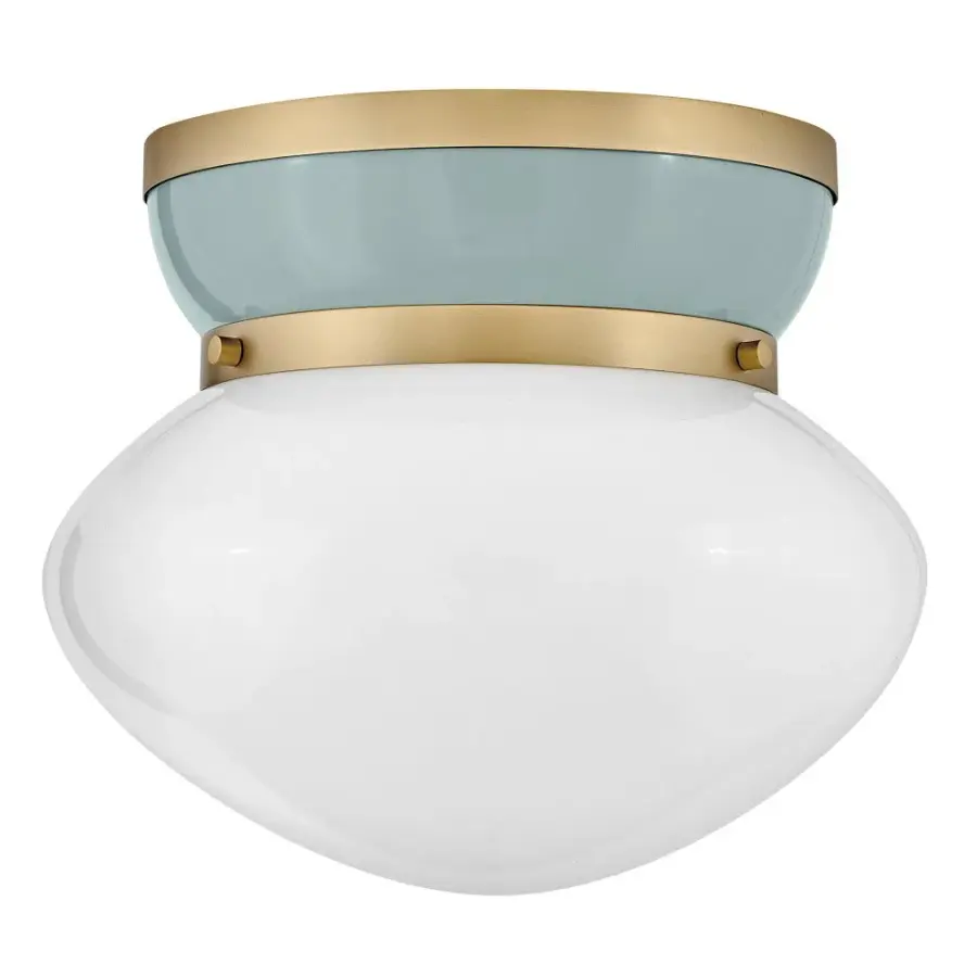 Lucy Small Flush Mount in Lacquered Brass with Seafoam - Image 3