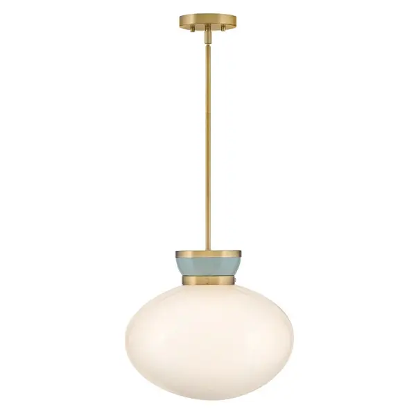 Lucy Medium Pendant in Lacquered Brass with Seafoam - Image 1