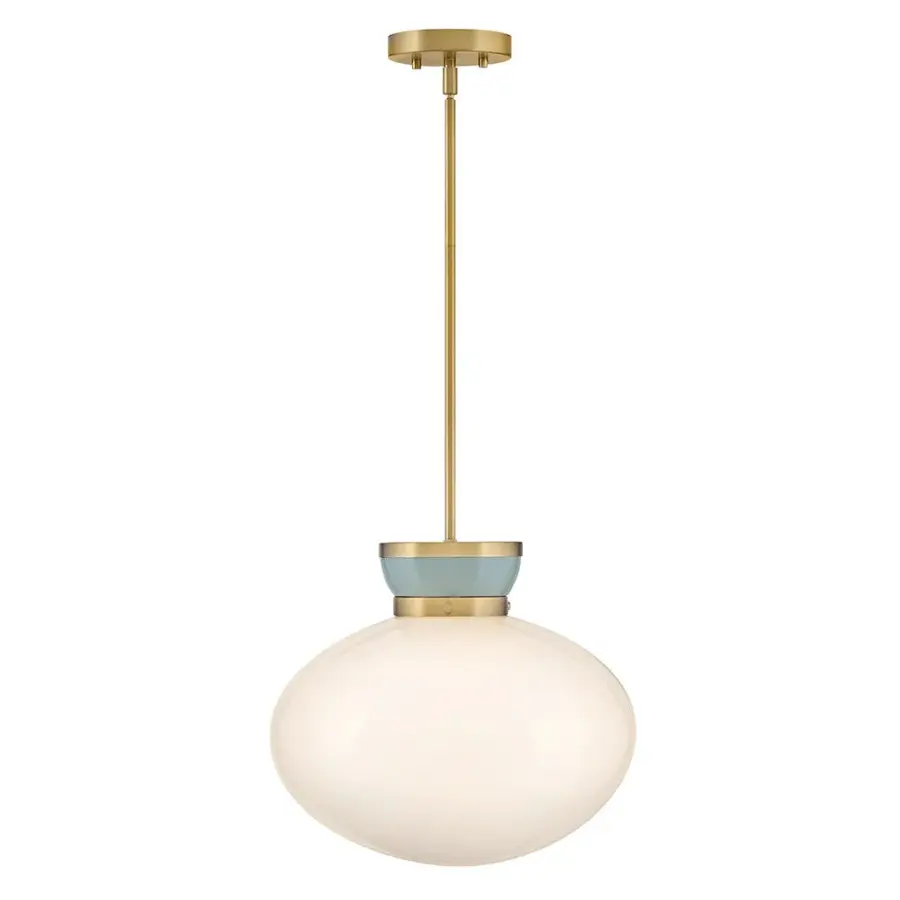 Lucy Medium Pendant in Lacquered Brass with Seafoam - Image 1