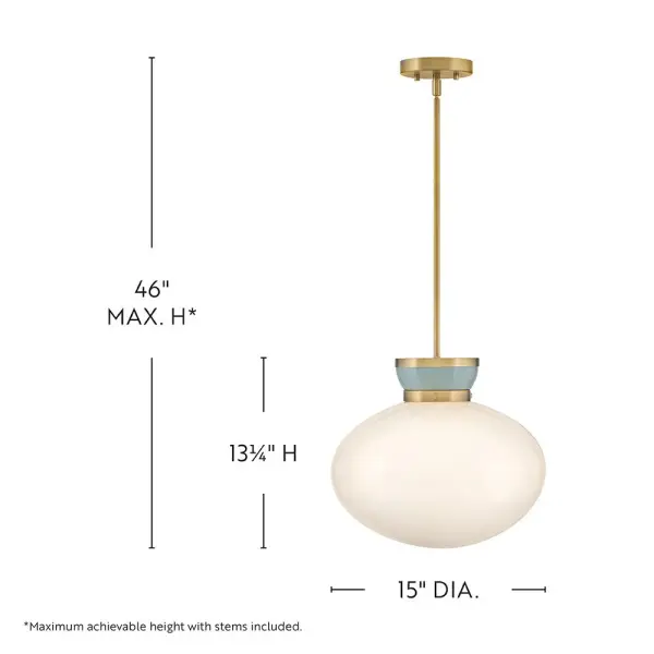 Lucy Medium Pendant in Lacquered Brass with Seafoam - Image 2
