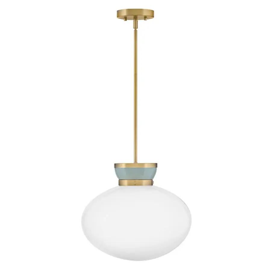 Lucy Medium Pendant in Lacquered Brass with Seafoam - Image 3