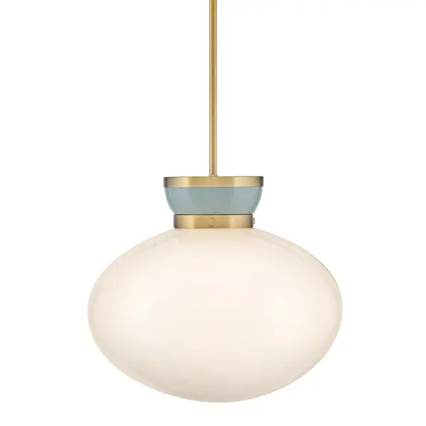 Lucy Medium Pendant in Lacquered Brass with Seafoam - Image 5