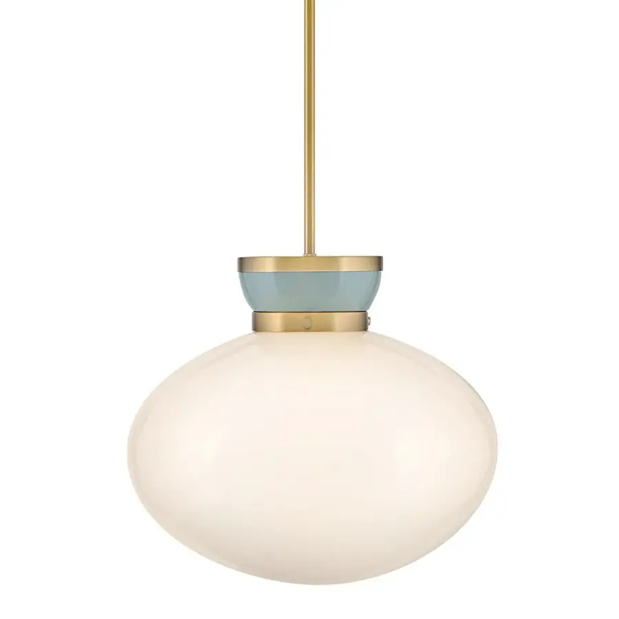 Lucy Medium Pendant in Lacquered Brass with Seafoam - Image 5