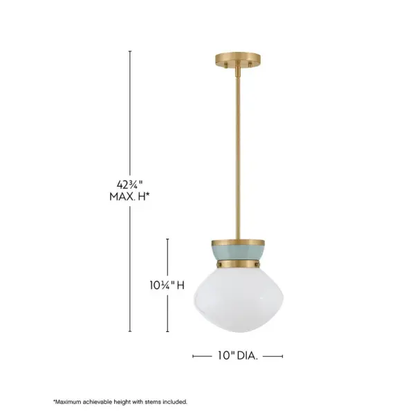 Lucy Small Pendant in Lacquered Brass with Seafoam - Image 1