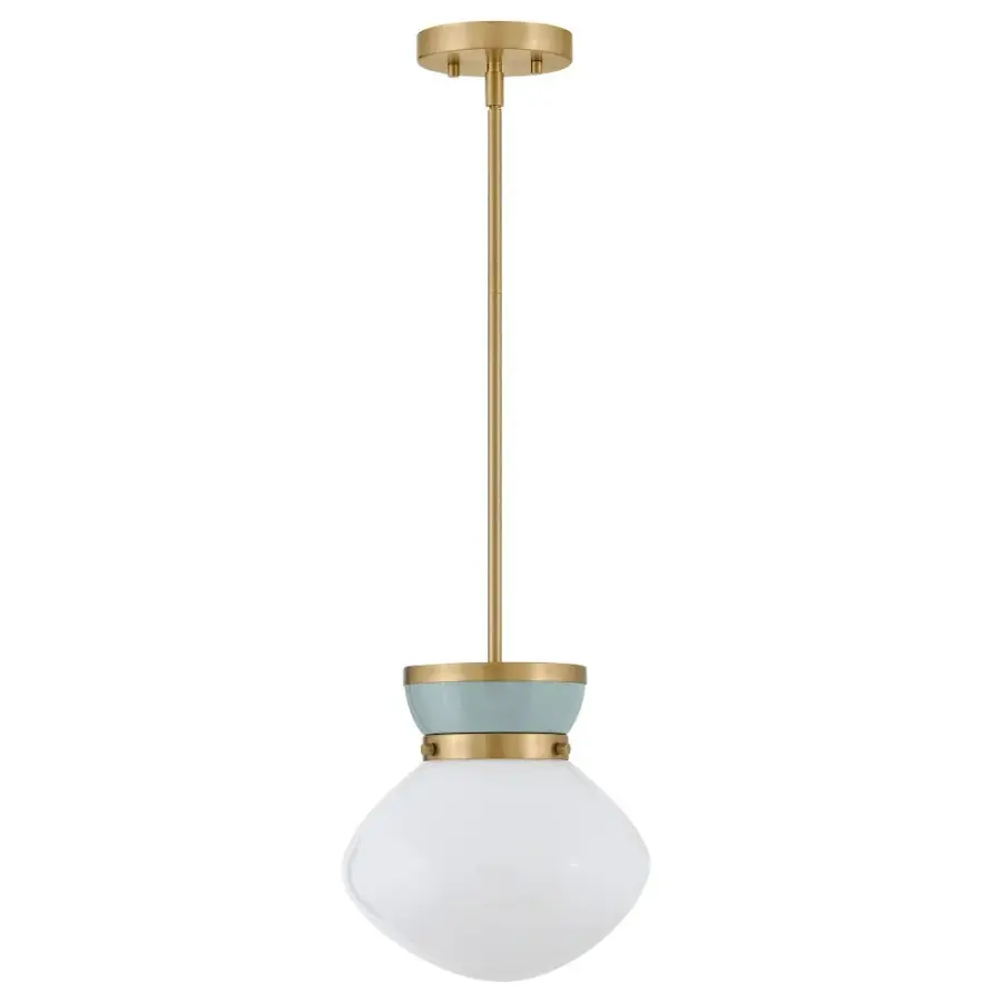 Lucy Small Pendant in Lacquered Brass with Seafoam - Image 2