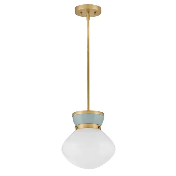 Lucy Small Pendant in Lacquered Brass with Seafoam - Image 3