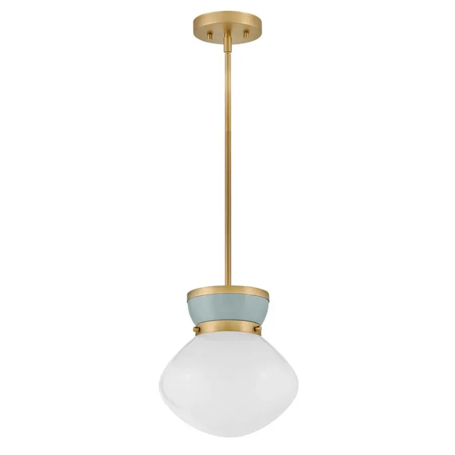 Lucy Small Pendant in Lacquered Brass with Seafoam - Image 3