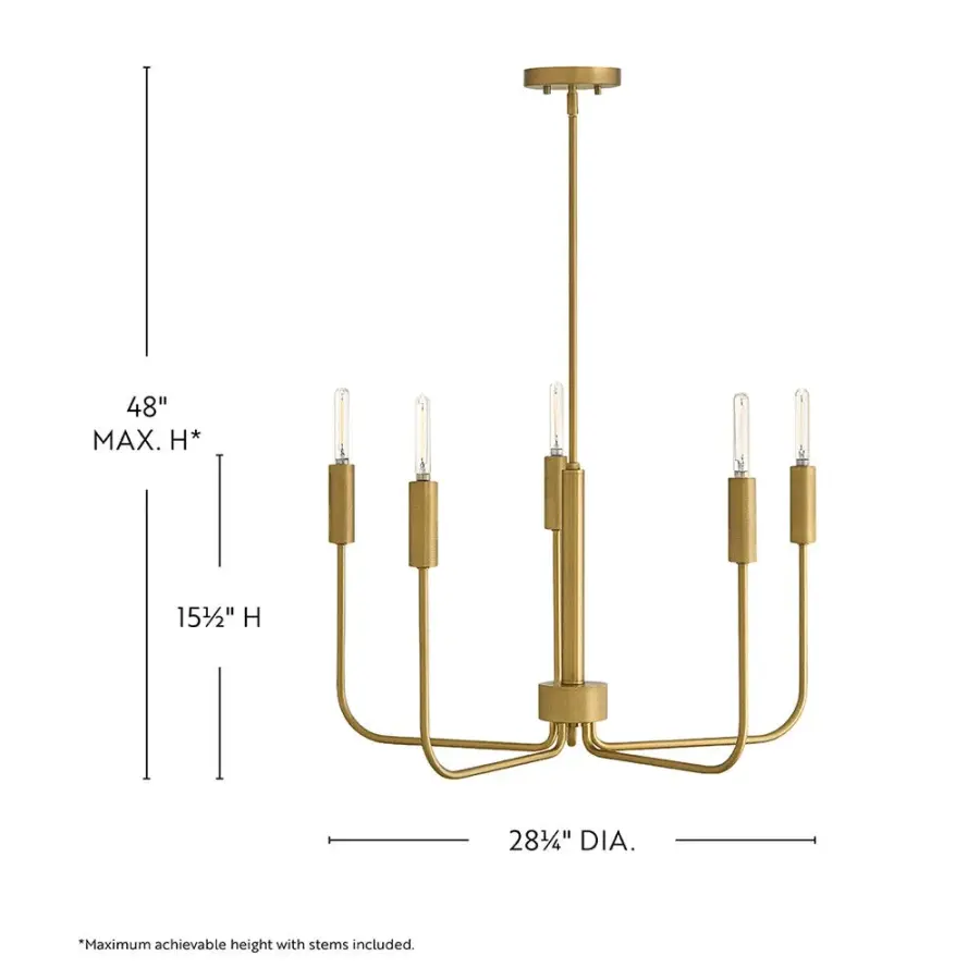 Austen Medium Single Tier Chandelier in Lacquered Brass - Image 2