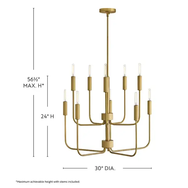 Austen Medium Multi-Tier Chandelier in Lacquered Brass - Image 2
