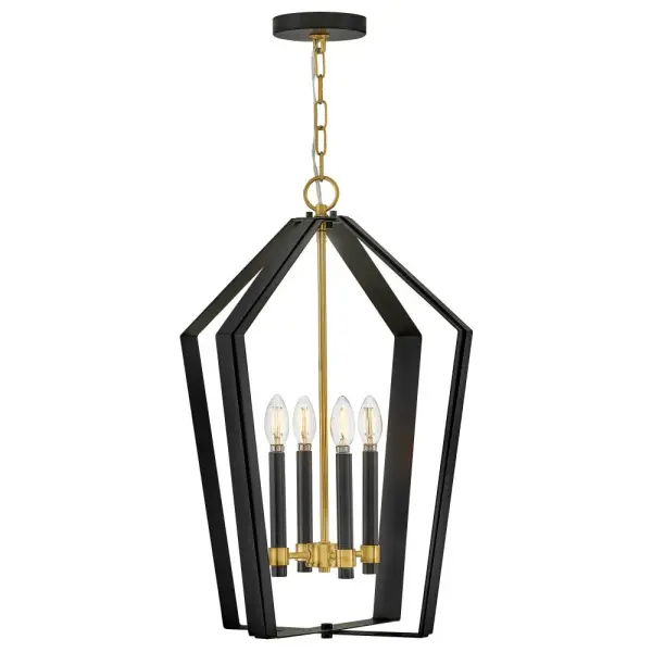 Sammi Large Pendant in Black with Lacquered Brass - Image 1