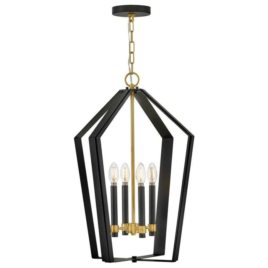Sammi Large Pendant in Black with Lacquered Brass - Image 1