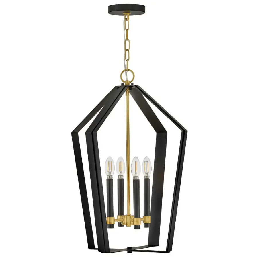 Sammi Large Pendant in Black with Lacquered Brass - Image 2