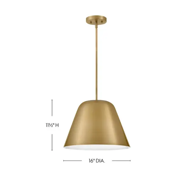 The Madi Large Pendant delivers clean, sophisticated style with its smooth spun metal shade and warm lacquered brass finish. Its minimalist profile makes it incredibly versatile for mixing with various design aesthetics. - alternate view