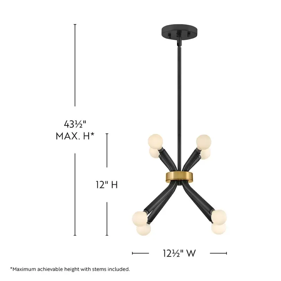 Axton Small Convertible Pendant in Black with Brass - Image 2