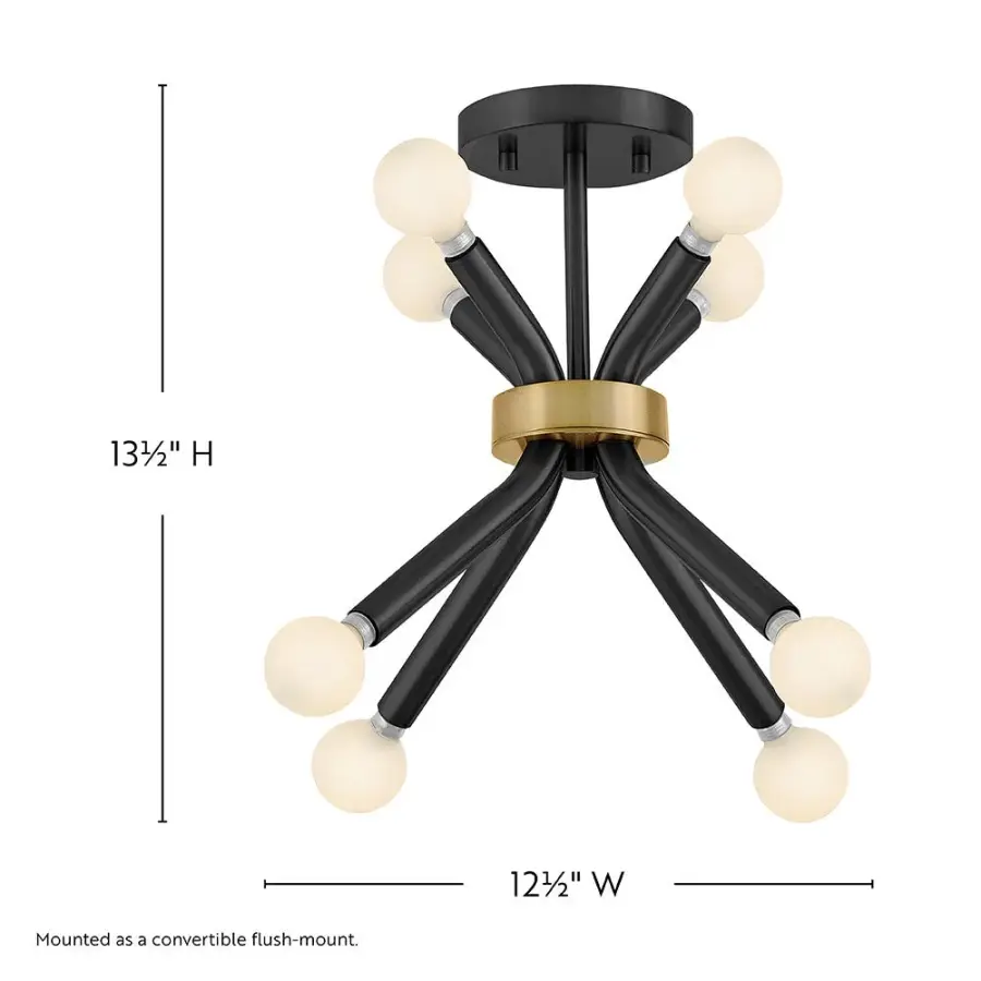 Axton Small Convertible Pendant in Black with Brass - Image 3