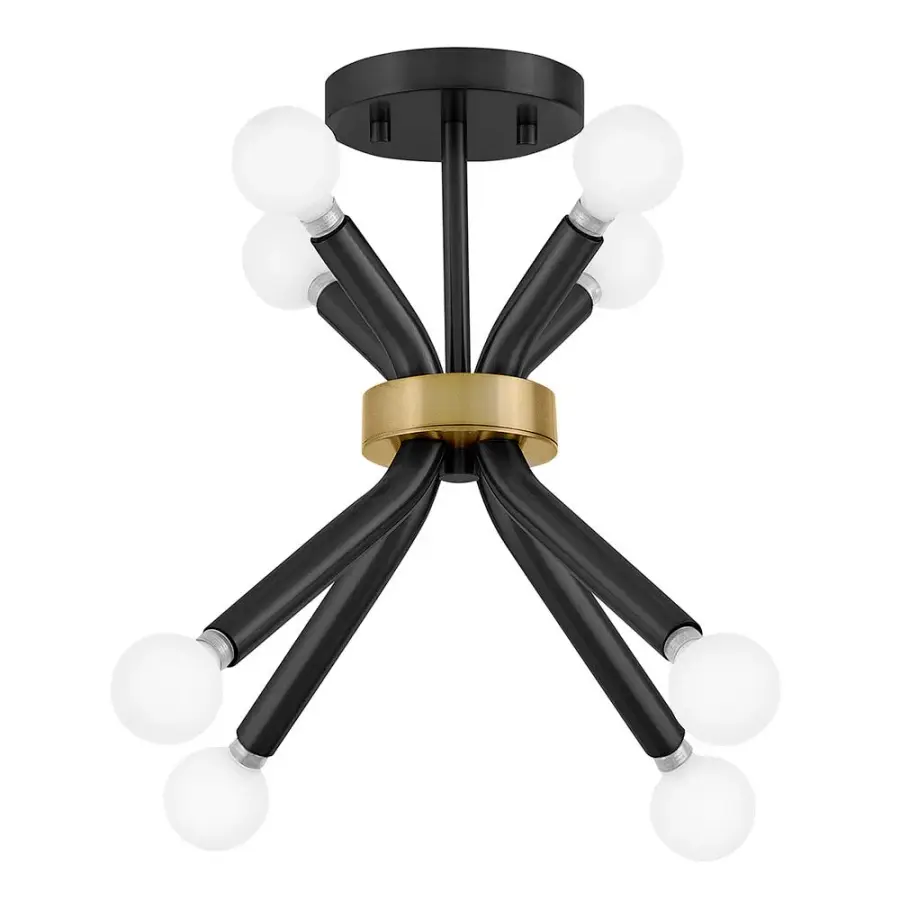 Axton Small Convertible Pendant in Black with Brass - Image 4